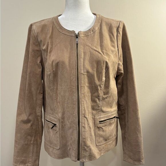 Dennis by Basso Women's Suede Jacket Tan Size Medium - Picture 2 of 6